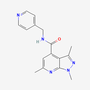 molecular formula C16H17N5O B11139489 1,3,6-trimethyl-N~4~-(4-pyridylmethyl)-1H-pyrazolo[3,4-b]pyridine-4-carboxamide 
