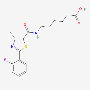 molecular formula C17H19FN2O3S B11139568 6-({[2-(2-Fluorophenyl)-4-methyl-1,3-thiazol-5-yl]carbonyl}amino)hexanoic acid 