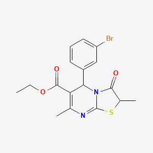 molecular formula C17H17BrN2O3S B11139590 ethyl 5-(3-bromophenyl)-2,7-dimethyl-3-oxo-2,3-dihydro-5H-[1,3]thiazolo[3,2-a]pyrimidine-6-carboxylate 