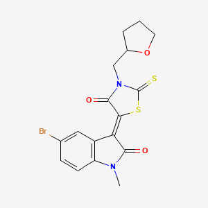 molecular formula C17H15BrN2O3S2 B11139747 (3Z)-5-bromo-1-methyl-3-[4-oxo-3-(tetrahydro-2-furanylmethyl)-2-thioxo-1,3-thiazolidin-5-ylidene]-1,3-dihydro-2H-indol-2-one 