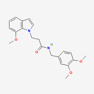 molecular formula C21H24N2O4 B11139802 N-(3,4-dimethoxybenzyl)-3-(7-methoxy-1H-indol-1-yl)propanamide 