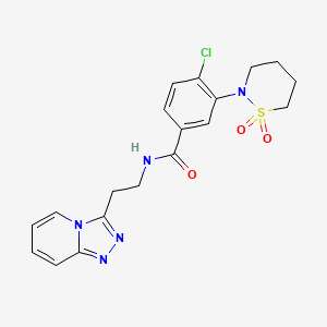 molecular formula C19H20ClN5O3S B11139807 4-chloro-3-(1,1-dioxido-1,2-thiazinan-2-yl)-N-[2-([1,2,4]triazolo[4,3-a]pyridin-3-yl)ethyl]benzamide 