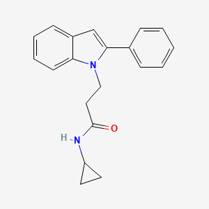 molecular formula C20H20N2O B11139829 N-cyclopropyl-3-(2-phenyl-1H-indol-1-yl)propanamide 