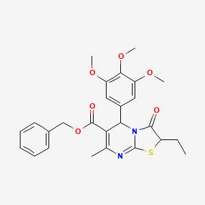 molecular formula C26H28N2O6S B11139973 benzyl 2-ethyl-7-methyl-3-oxo-5-(3,4,5-trimethoxyphenyl)-2,3-dihydro-5H-[1,3]thiazolo[3,2-a]pyrimidine-6-carboxylate 
