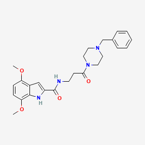 molecular formula C25H30N4O4 B11139990 N~2~-[3-(4-benzylpiperazino)-3-oxopropyl]-4,7-dimethoxy-1H-indole-2-carboxamide 