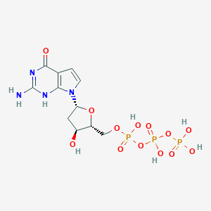 molecular formula C11H16LiN4O13P3 B011140 [[(2R,3S,5R)-5-(2-amino-4-oxo-1H-pyrrolo[2,3-d]pyrimidin-7-yl)-3-hydroxyoxolan-2-yl]methoxy-hydroxyphosphoryl] phosphono hydrogen phosphate CAS No. 101515-08-6