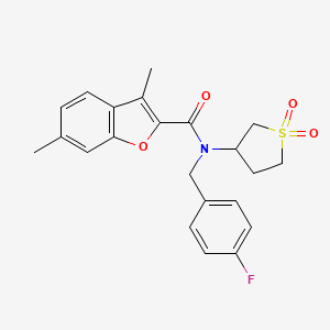 molecular formula C22H22FNO4S B11140018 N-(1,1-dioxidotetrahydrothiophen-3-yl)-N-(4-fluorobenzyl)-3,6-dimethyl-1-benzofuran-2-carboxamide 
