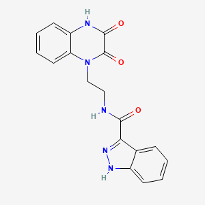 molecular formula C18H15N5O3 B11140038 N-(2-(3-hydroxy-2-oxoquinoxalin-1(2H)-yl)ethyl)-1H-indazole-3-carboxamide 