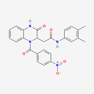 molecular formula C25H22N4O5 B11140122 N-(3,4-dimethylphenyl)-2-{1-[(4-nitrophenyl)carbonyl]-3-oxo-1,2,3,4-tetrahydroquinoxalin-2-yl}acetamide 