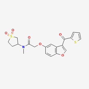 molecular formula C20H19NO6S2 B11140148 N-(1,1-dioxidotetrahydrothiophen-3-yl)-N-methyl-2-{[3-(thiophen-2-ylcarbonyl)-1-benzofuran-5-yl]oxy}acetamide 