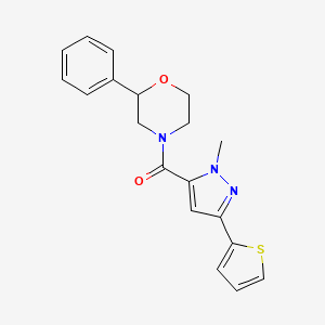 molecular formula C19H19N3O2S B11140188 [1-methyl-3-(2-thienyl)-1H-pyrazol-5-yl](2-phenylmorpholino)methanone 