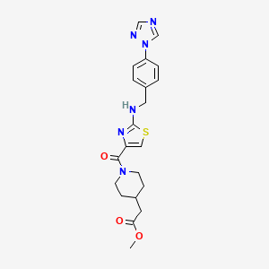 molecular formula C21H24N6O3S B11140291 methyl {1-[(2-{[4-(1H-1,2,4-triazol-1-yl)benzyl]amino}-1,3-thiazol-4-yl)carbonyl]piperidin-4-yl}acetate 