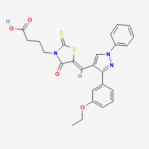 molecular formula C25H23N3O4S2 B11140406 4-[(5Z)-5-{[3-(3-ethoxyphenyl)-1-phenyl-1H-pyrazol-4-yl]methylidene}-4-oxo-2-thioxo-1,3-thiazolidin-3-yl]butanoic acid 