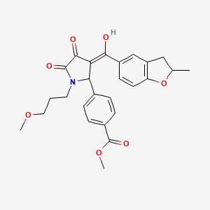 molecular formula C26H27NO7 B11140416 methyl 4-{4-hydroxy-1-(3-methoxypropyl)-3-[(2-methyl-2,3-dihydro-1-benzofuran-5-yl)carbonyl]-5-oxo-2,5-dihydro-1H-pyrrol-2-yl}benzoate 