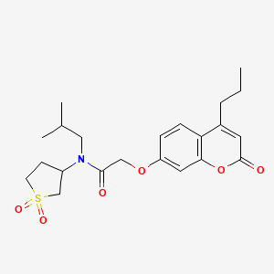 molecular formula C22H29NO6S B11140609 N-(1,1-dioxidotetrahydrothiophen-3-yl)-N-isobutyl-2-((2-oxo-4-propyl-2H-chromen-7-yl)oxy)acetamide 