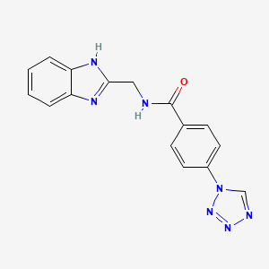 molecular formula C16H13N7O B11140654 N-(1H-1,3-benzimidazol-2-ylmethyl)-4-(1H-1,2,3,4-tetraazol-1-yl)benzamide 