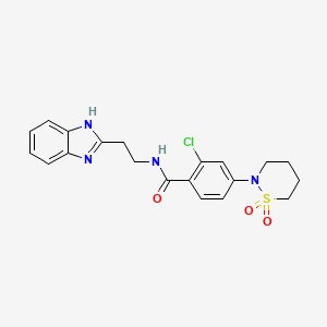 molecular formula C20H21ClN4O3S B11140666 N-[2-(1H-benzimidazol-2-yl)ethyl]-2-chloro-4-(1,1-dioxido-1,2-thiazinan-2-yl)benzamide 