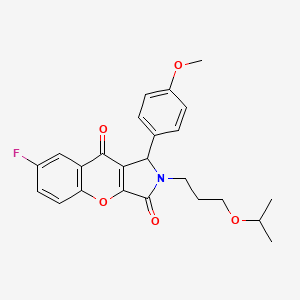 molecular formula C24H24FNO5 B11140762 7-Fluoro-1-(4-methoxyphenyl)-2-[3-(propan-2-yloxy)propyl]-1,2-dihydrochromeno[2,3-c]pyrrole-3,9-dione 