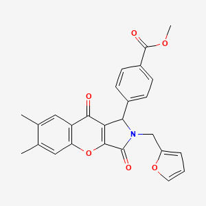 molecular formula C26H21NO6 B11140876 Methyl 4-[2-(furan-2-ylmethyl)-6,7-dimethyl-3,9-dioxo-1,2,3,9-tetrahydrochromeno[2,3-c]pyrrol-1-yl]benzoate 