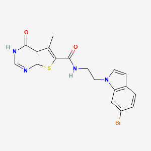 molecular formula C18H15BrN4O2S B11141121 N-[2-(6-bromo-1H-indol-1-yl)ethyl]-5-methyl-4-oxo-3,4-dihydrothieno[2,3-d]pyrimidine-6-carboxamide 
