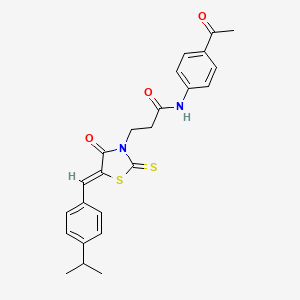 molecular formula C24H24N2O3S2 B11141153 N-(4-acetylphenyl)-3-{(5Z)-4-oxo-5-[4-(propan-2-yl)benzylidene]-2-thioxo-1,3-thiazolidin-3-yl}propanamide 