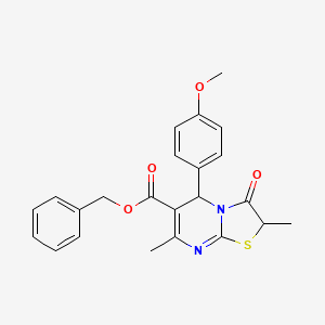 molecular formula C23H22N2O4S B11141158 benzyl 5-(4-methoxyphenyl)-2,7-dimethyl-3-oxo-2,3-dihydro-5H-[1,3]thiazolo[3,2-a]pyrimidine-6-carboxylate 