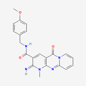 molecular formula C21H19N5O3 B11141217 6-imino-N-[(4-methoxyphenyl)methyl]-7-methyl-2-oxo-1,7,9-triazatricyclo[8.4.0.0^{3,8}]tetradeca-3(8),4,9,11,13-pentaene-5-carboxamide 