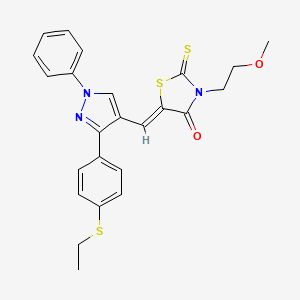molecular formula C24H23N3O2S3 B11141315 (5Z)-5-({3-[4-(ethylsulfanyl)phenyl]-1-phenyl-1H-pyrazol-4-yl}methylidene)-3-(2-methoxyethyl)-2-thioxo-1,3-thiazolidin-4-one 
