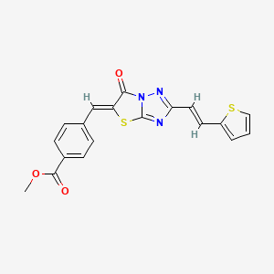 molecular formula C19H13N3O3S2 B11141321 methyl 4-[(Z)-{6-oxo-2-[(E)-2-(thiophen-2-yl)ethenyl][1,3]thiazolo[3,2-b][1,2,4]triazol-5(6H)-ylidene}methyl]benzoate 