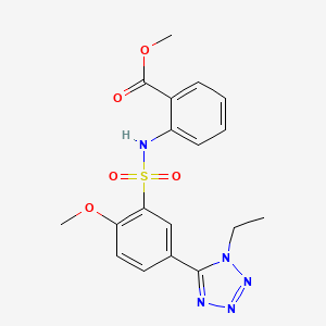molecular formula C18H19N5O5S B11141361 methyl 2-({[5-(1-ethyl-1H-tetrazol-5-yl)-2-methoxyphenyl]sulfonyl}amino)benzoate 