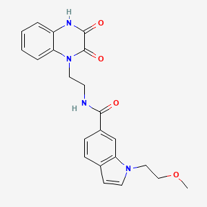 molecular formula C22H22N4O4 B11141362 N-[2-(2,3-dioxo-3,4-dihydroquinoxalin-1(2H)-yl)ethyl]-1-(2-methoxyethyl)-1H-indole-6-carboxamide 