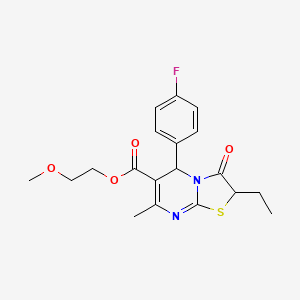 molecular formula C19H21FN2O4S B11141451 2-methoxyethyl 2-ethyl-5-(4-fluorophenyl)-7-methyl-3-oxo-2,3-dihydro-5H-[1,3]thiazolo[3,2-a]pyrimidine-6-carboxylate 