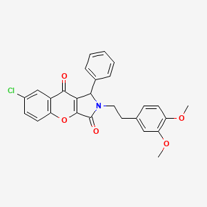molecular formula C27H22ClNO5 B11141619 7-Chloro-2-[2-(3,4-dimethoxyphenyl)ethyl]-1-phenyl-1,2-dihydrochromeno[2,3-c]pyrrole-3,9-dione 