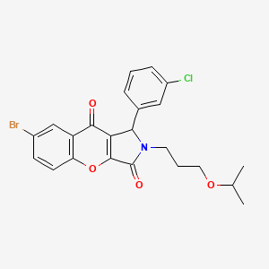 molecular formula C23H21BrClNO4 B11141656 7-Bromo-1-(3-chlorophenyl)-2-[3-(propan-2-yloxy)propyl]-1,2-dihydrochromeno[2,3-c]pyrrole-3,9-dione 
