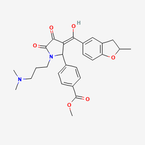 molecular formula C27H30N2O6 B11141705 methyl 4-{1-[3-(dimethylamino)propyl]-4-hydroxy-3-[(2-methyl-2,3-dihydro-1-benzofuran-5-yl)carbonyl]-5-oxo-2,5-dihydro-1H-pyrrol-2-yl}benzoate 