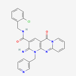 molecular formula C25H19ClN6O2 B11141724 N-[(2-chlorophenyl)methyl][2-imino-5-oxo-1-(3-pyridylmethyl)(1,6-dihydropyridi no[1,2-a]pyridino[2,3-d]pyrimidin-3-yl)]carboxamide 
