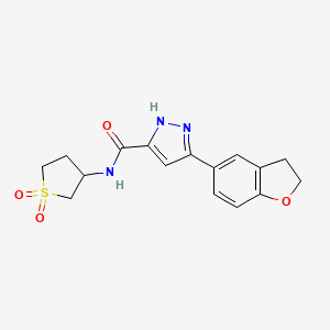molecular formula C16H17N3O4S B11141742 5-(2,3-dihydro-1-benzofuran-5-yl)-N-(1,1-dioxidotetrahydrothiophen-3-yl)-1H-pyrazole-3-carboxamide 