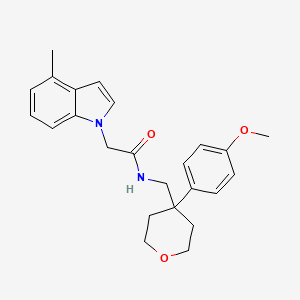 molecular formula C24H28N2O3 B11141759 N-{[4-(4-methoxyphenyl)tetrahydro-2H-pyran-4-yl]methyl}-2-(4-methyl-1H-indol-1-yl)acetamide 