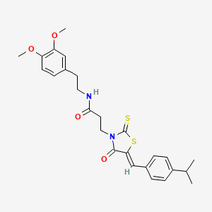 molecular formula C26H30N2O4S2 B11141835 N-[2-(3,4-dimethoxyphenyl)ethyl]-3-{(5Z)-4-oxo-5-[4-(propan-2-yl)benzylidene]-2-thioxo-1,3-thiazolidin-3-yl}propanamide 