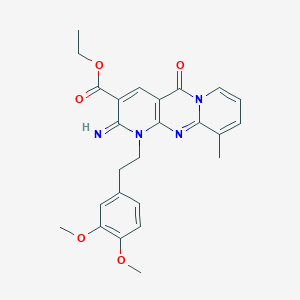 molecular formula C25H26N4O5 B11141976 ethyl 7-[2-(3,4-dimethoxyphenyl)ethyl]-6-imino-11-methyl-2-oxo-1,7,9-triazatricyclo[8.4.0.03,8]tetradeca-3(8),4,9,11,13-pentaene-5-carboxylate 
