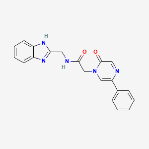 molecular formula C20H17N5O2 B11142145 N-(1H-1,3-benzimidazol-2-ylmethyl)-2-[2-oxo-5-phenyl-1(2H)-pyrazinyl]acetamide 