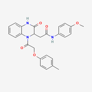 molecular formula C26H25N3O5 B11142300 N-(4-methoxyphenyl)-2-{1-[2-(4-methylphenoxy)acetyl]-3-oxo-1,2,3,4-tetrahydroquinoxalin-2-yl}acetamide 