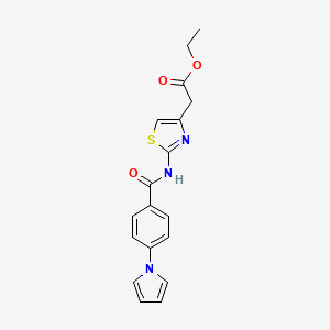 molecular formula C18H17N3O3S B11142363 ethyl (2-{[4-(1H-pyrrol-1-yl)benzoyl]amino}-1,3-thiazol-4-yl)acetate 
