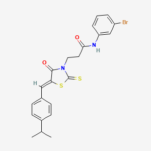 molecular formula C22H21BrN2O2S2 B11142367 N-(3-bromophenyl)-3-{(5Z)-4-oxo-5-[4-(propan-2-yl)benzylidene]-2-thioxo-1,3-thiazolidin-3-yl}propanamide 