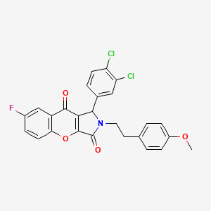 molecular formula C26H18Cl2FNO4 B11142381 1-(3,4-Dichlorophenyl)-7-fluoro-2-[2-(4-methoxyphenyl)ethyl]-1,2-dihydrochromeno[2,3-c]pyrrole-3,9-dione 