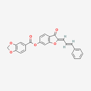 molecular formula C25H16O6 B11142396 3-oxo-2-[(Z,2E)-3-phenyl-2-propenylidene]-1-benzofuran-6(3H)-yl 1,3-benzodioxole-5-carboxylate 