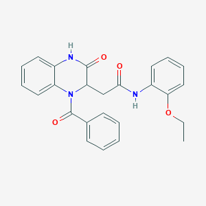 molecular formula C25H23N3O4 B11142413 N-(2-ethoxyphenyl)-2-[3-oxo-1-(phenylcarbonyl)-1,2,3,4-tetrahydroquinoxalin-2-yl]acetamide 