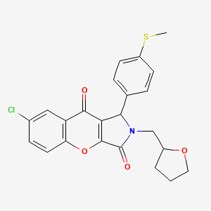 molecular formula C23H20ClNO4S B11142497 7-Chloro-1-[4-(methylsulfanyl)phenyl]-2-(tetrahydrofuran-2-ylmethyl)-1,2-dihydrochromeno[2,3-c]pyrrole-3,9-dione 