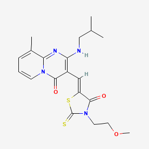 molecular formula C20H24N4O3S2 B11142507 3-{(Z)-[3-(2-methoxyethyl)-4-oxo-2-thioxo-1,3-thiazolidin-5-ylidene]methyl}-9-methyl-2-[(2-methylpropyl)amino]-4H-pyrido[1,2-a]pyrimidin-4-one 