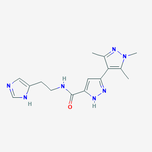 molecular formula C15H19N7O B11142607 N-[2-(1H-imidazol-4-yl)ethyl]-1',3',5'-trimethyl-1'H,2H-3,4'-bipyrazole-5-carboxamide 